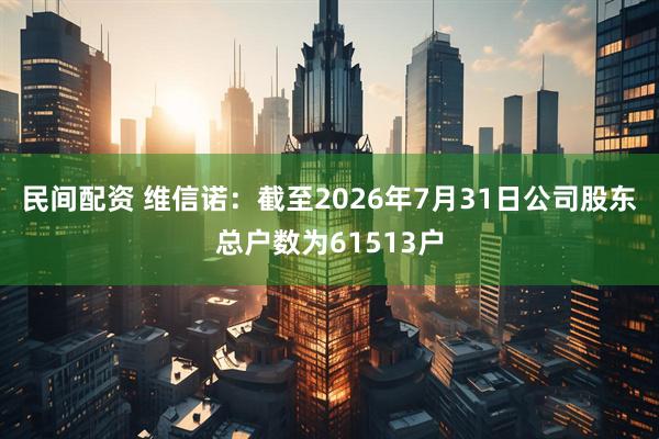 民间配资 维信诺：截至2026年7月31日公司股东总户数为61513户